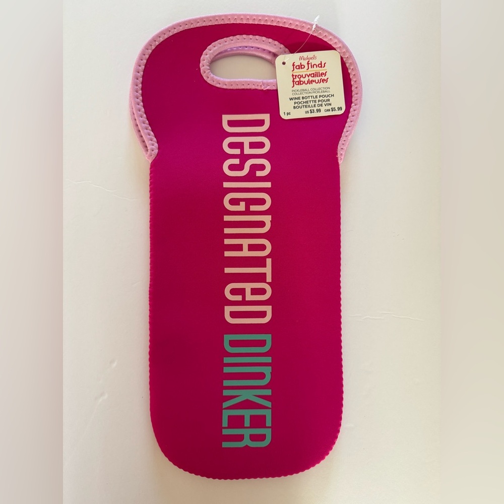 Pickleball Designated Dinker Wine Bag Pink